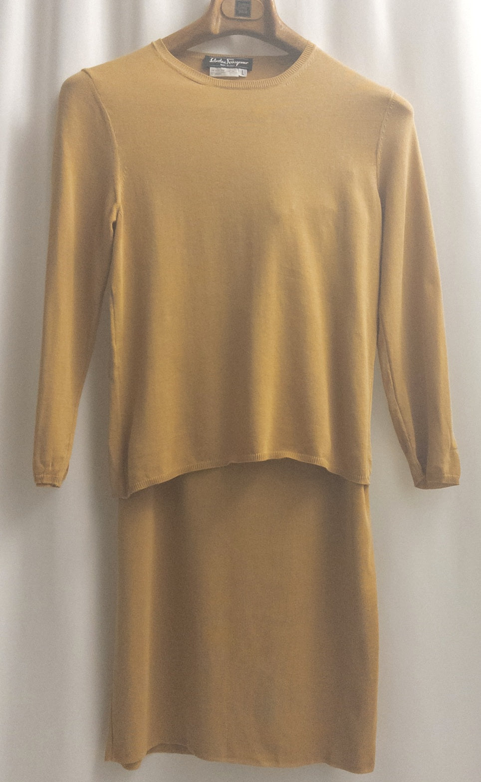 Salvatore Ferragamo - Blouse and skirt set - 100 Cotton - Sz L - Curuva Front