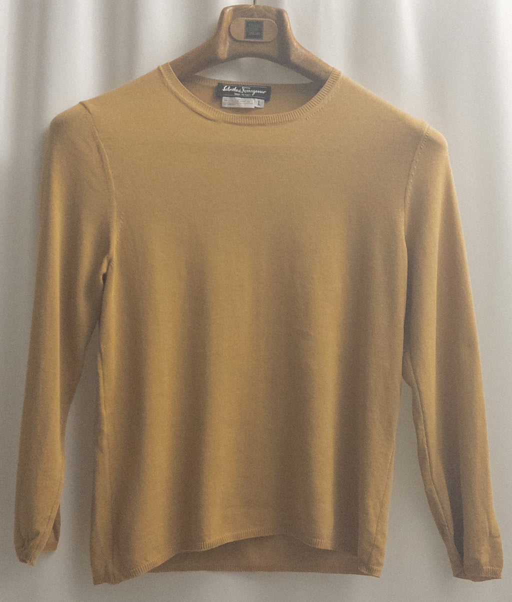 Salvatore Ferragamo - Blouse and skirt set - 100 Cotton - Sz L - Curuva Front Sweater
