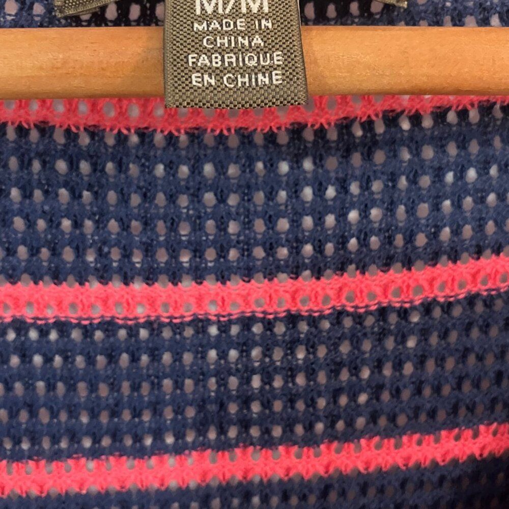 Tommy Bahama Knit Striped Sweater Navy & Coral Pink Women's M