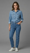 Wrangler — Denim Blouse | Snap-front workwear softened by time · Sz 2xt