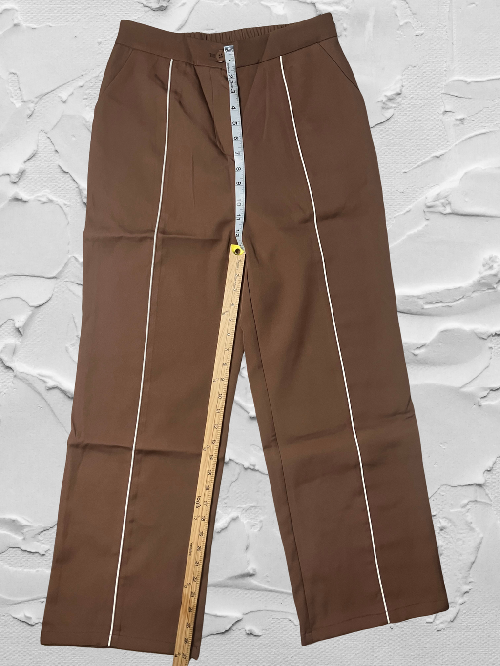 Prettygarden — Two-Piece Suit | Chocolate brown with contrast piping · Sz M