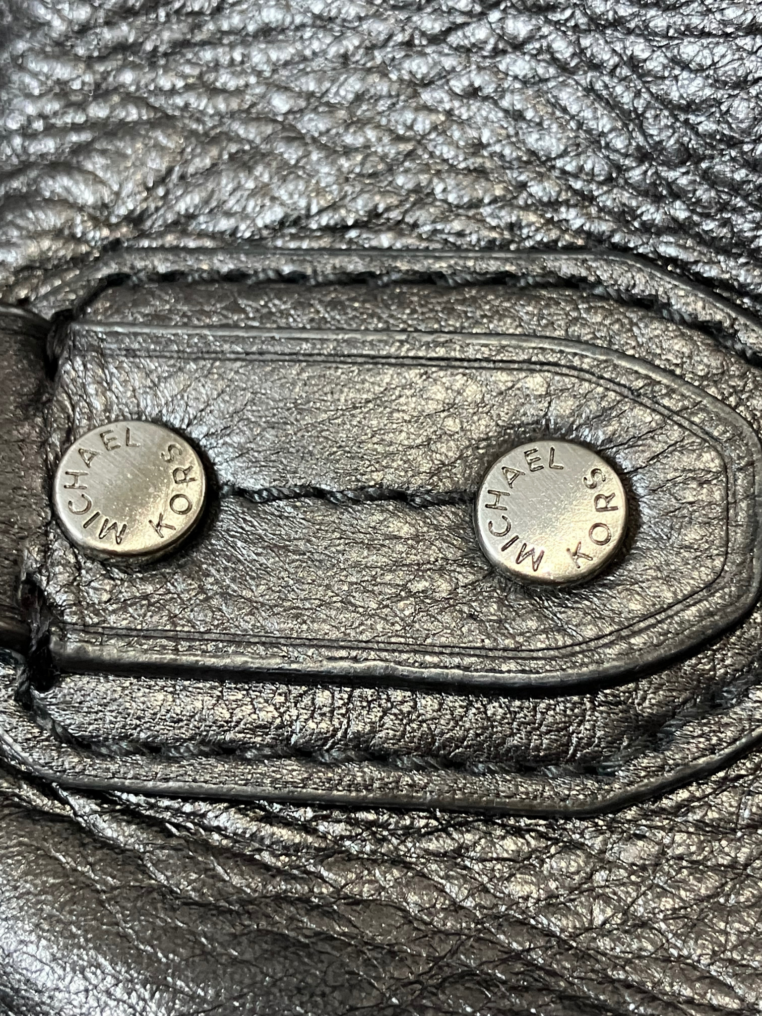 Michael Kors Black Pebbled Leather Studded Satchel - Large Tote Bag