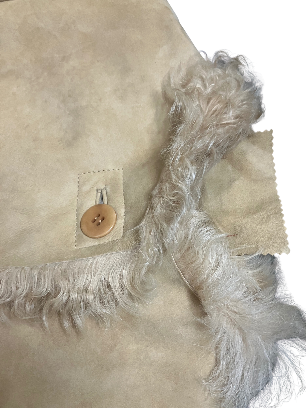 Sundance Suede Shearling Coat Beige Bohemian Button Front Size XL