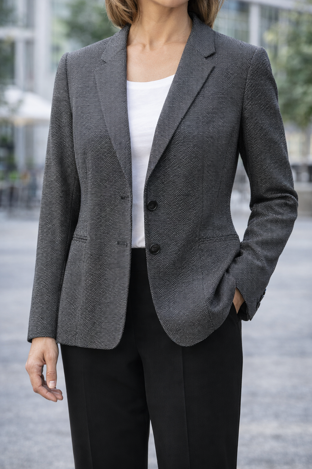 Lafayette 148 New York Blazer Black White Textured Size 16 – Tailored Jacket