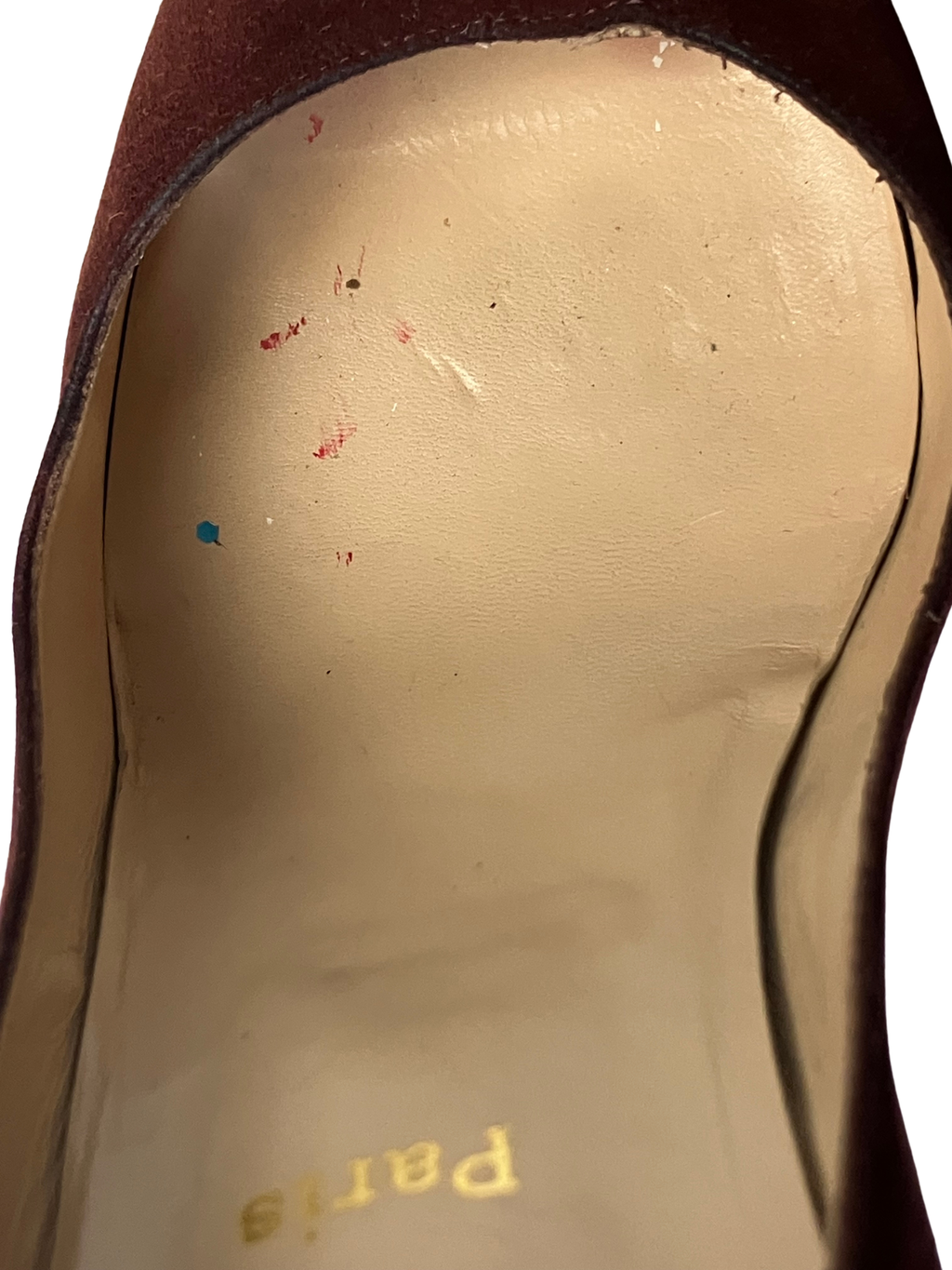 Christian Louboutin — Heels | Bordeaux suede peep-toe, Italian-made · Sz 10
