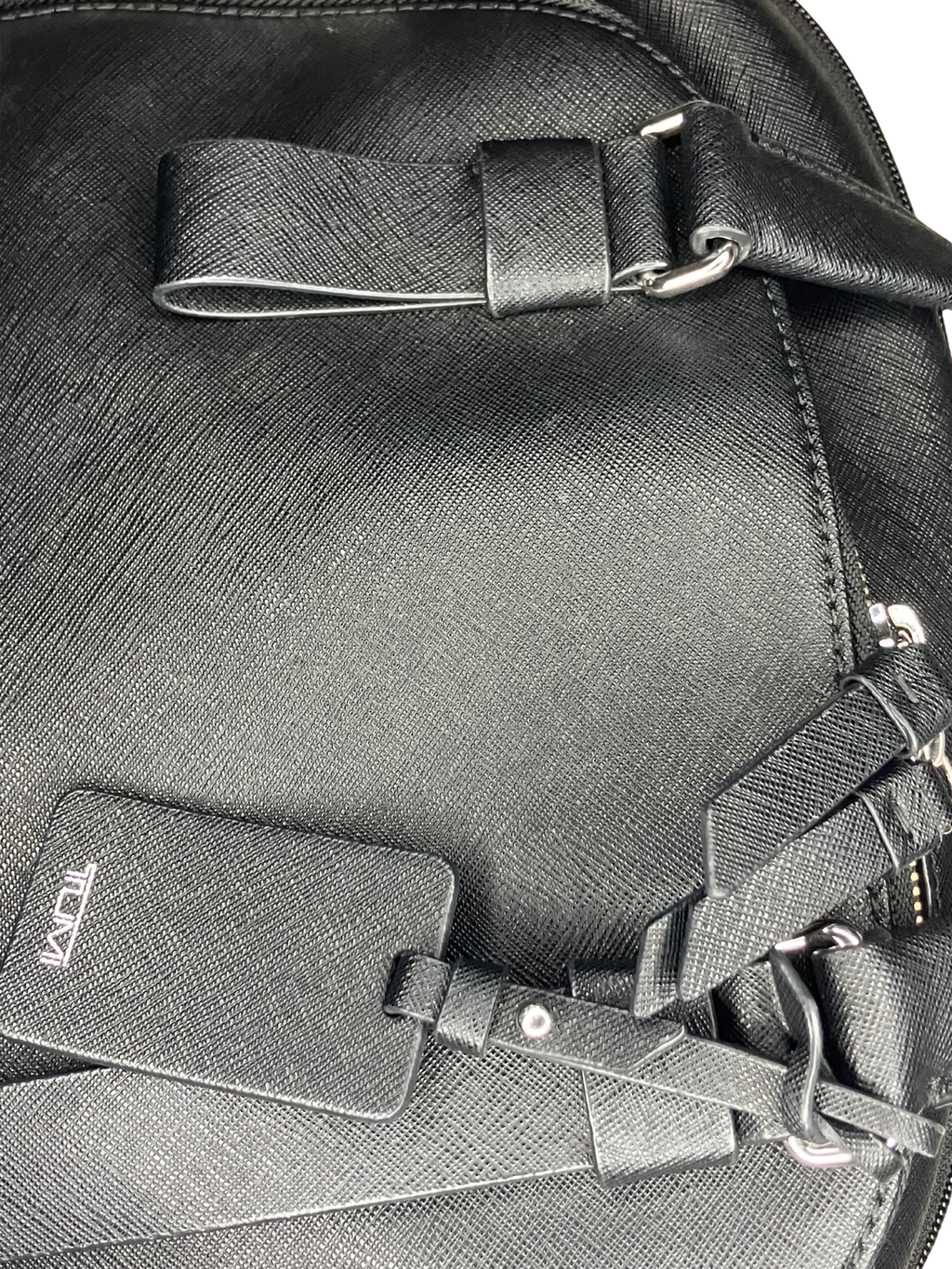 TUMI VAREK Black Leather Backpack - Premium Saffiano Convertible Travel Bag