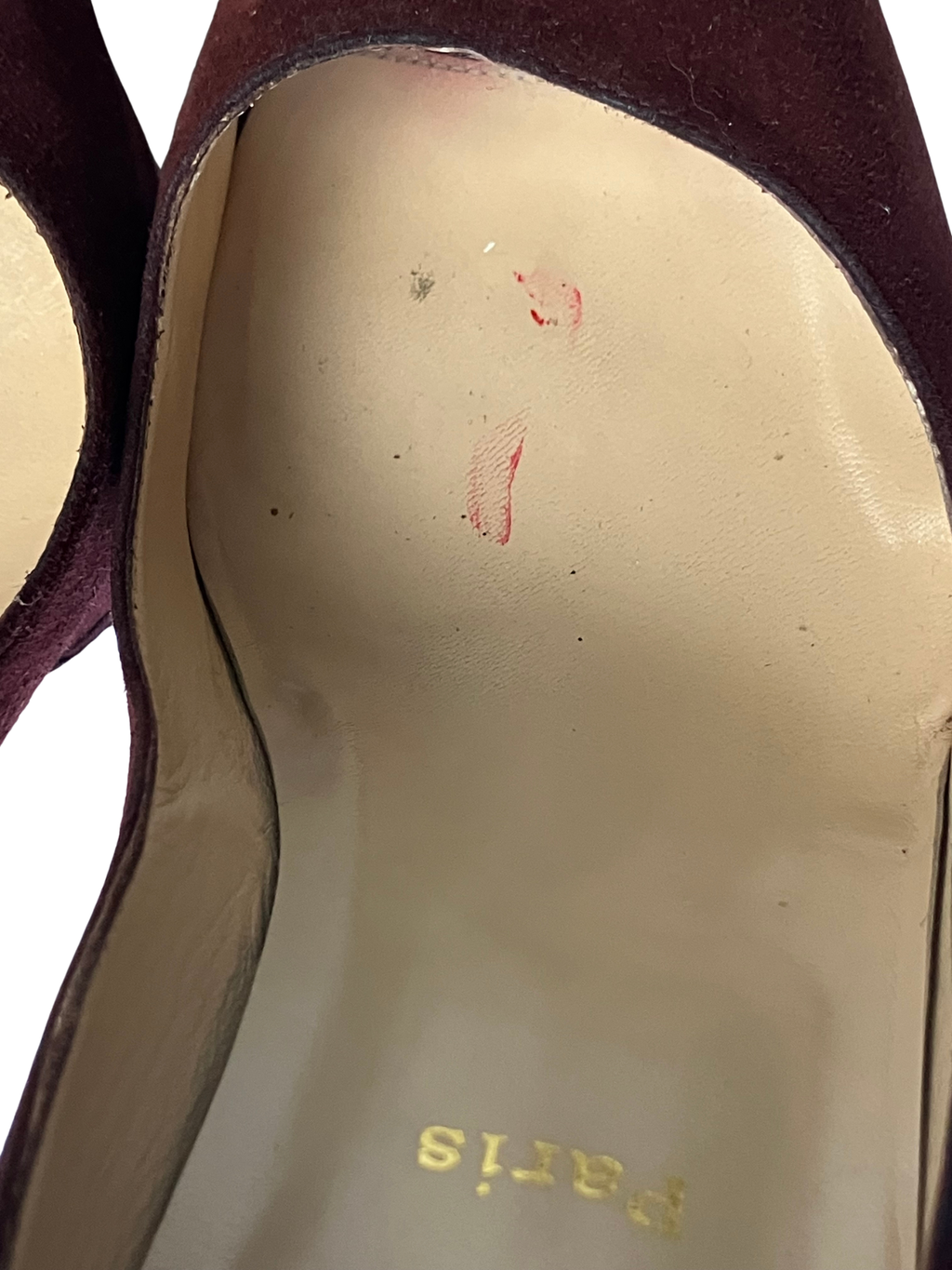 Christian Louboutin — Heels | Bordeaux suede peep-toe, Italian-made · Sz 10