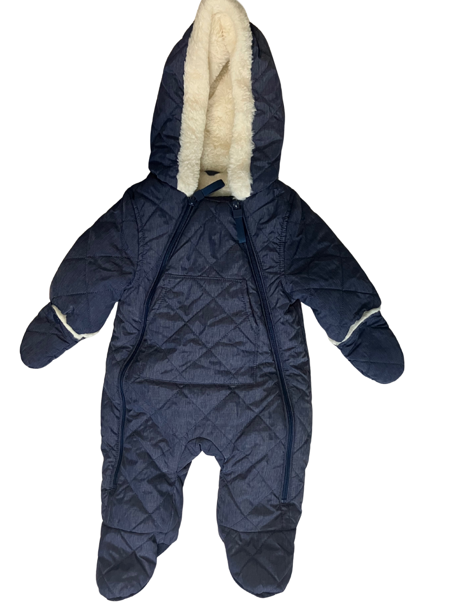 Urban Republic Baby Snowsuit 6M Navy Blue Sherpa Lined Puffer Bunting Hood