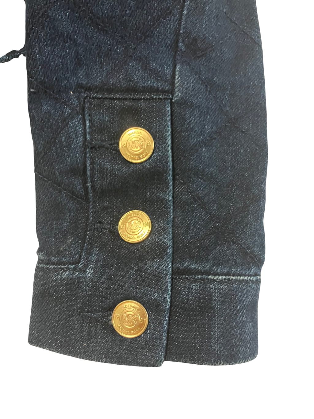 Michael Kors Quilted Denim Jacket with Gold Accents – Size XS
