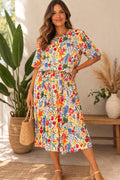 Sag Harbor — Two-Piece Dress Set | Watercolor floral rayon, coordinated silhouette · Sz L