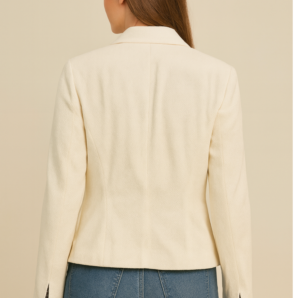 Roth LeCover Cream Blazer Size 12 - Striped Bow Detail California