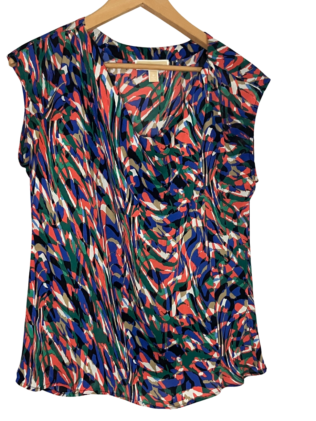 Michael Kors — Sleeveless Blouse | Multicolor abstract print, relaxed drape · Sz M