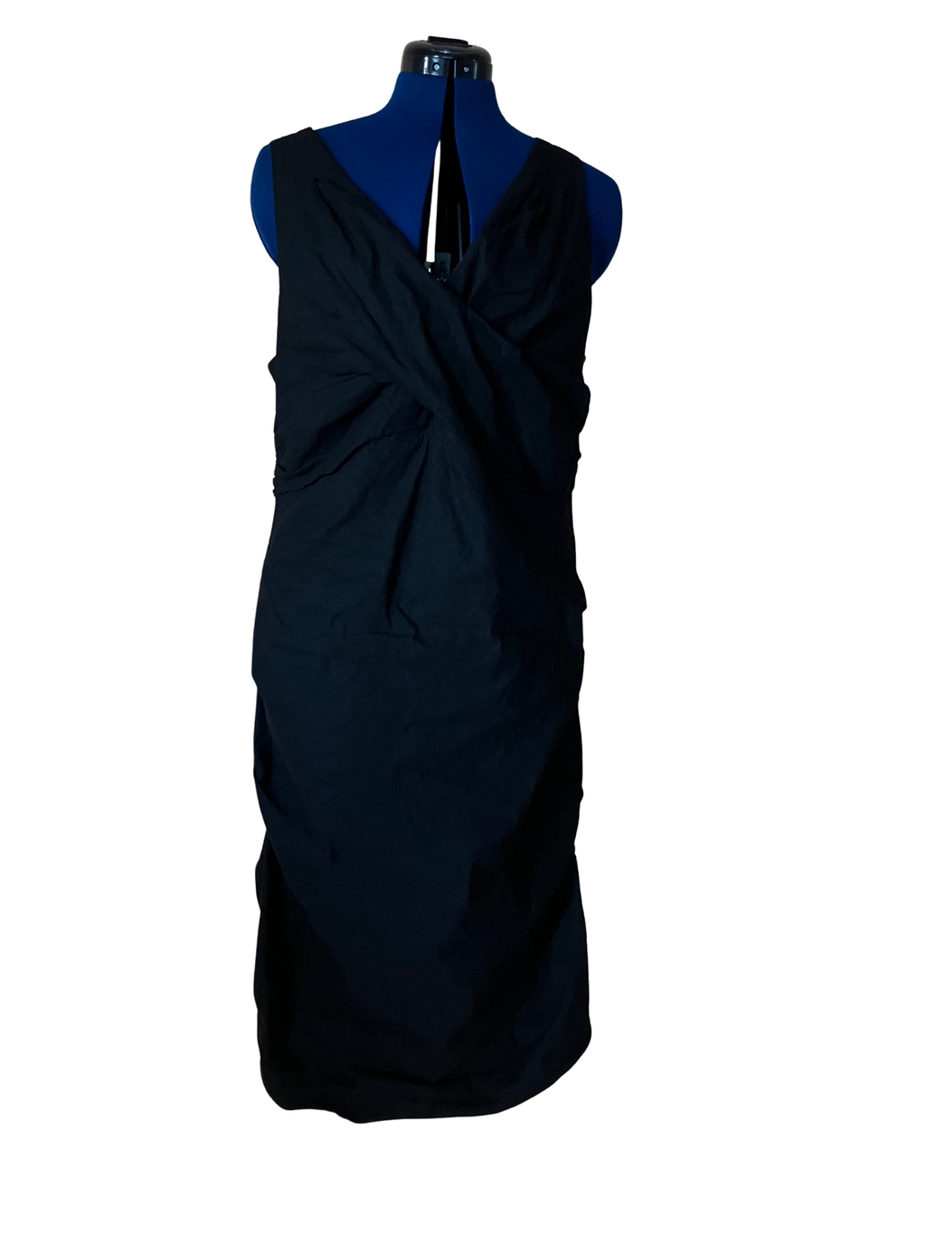 Eileen Fisher Black Sleeveless Wrap Dress Size 18 V-Neck Midi Italian Fabric