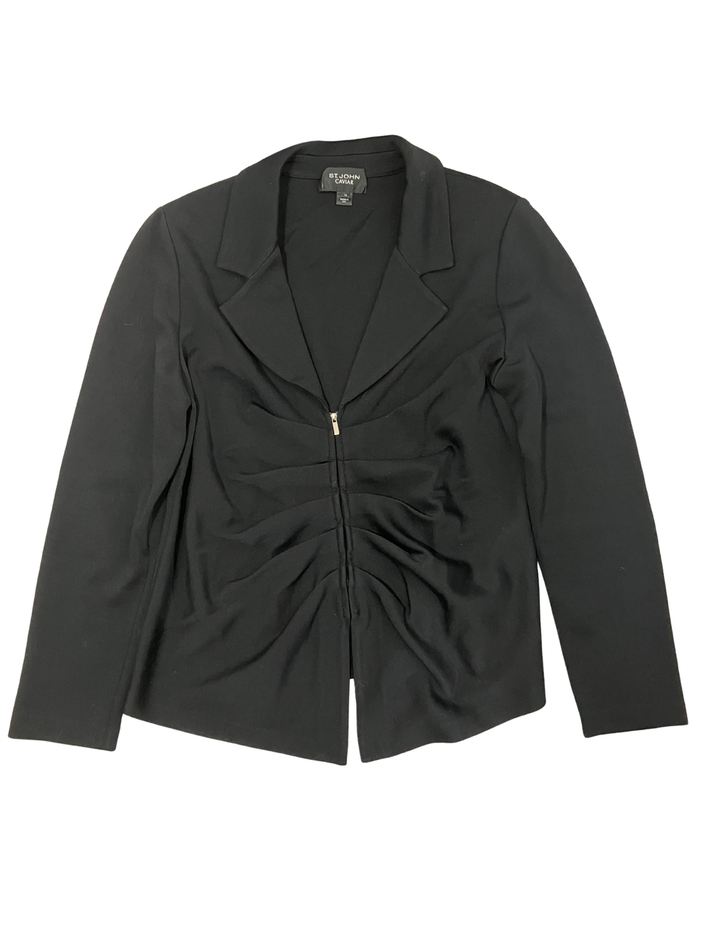 St. John Caviar Black Zip-Front Blazer – Women's Size 16 – Made in USA