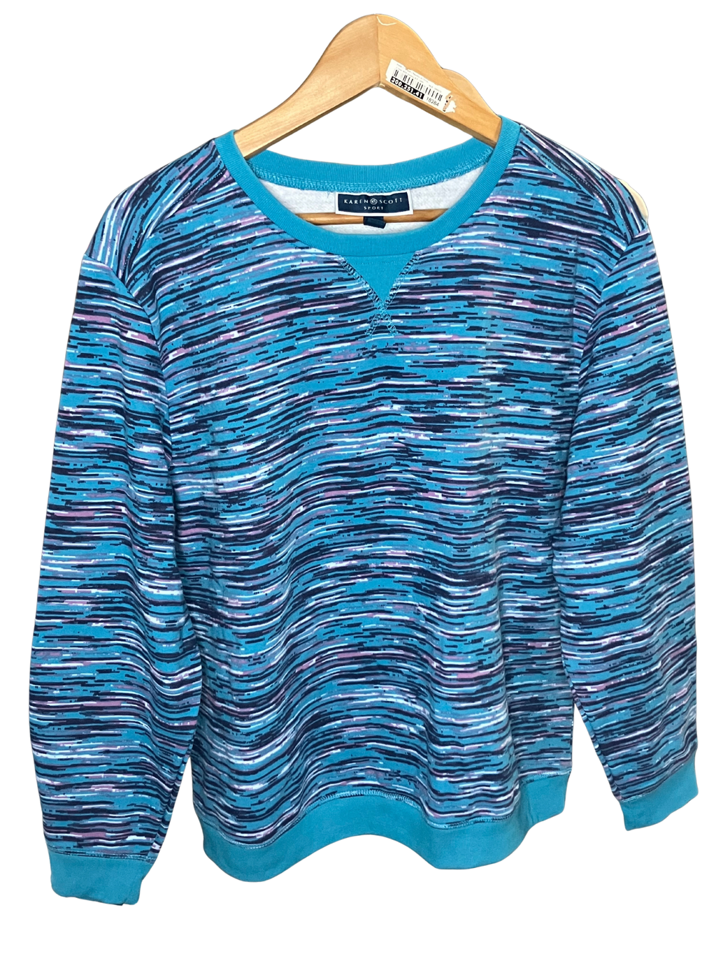 Karen Scott Sport Space Dye Sweatshirt Turquoise Purple Plus XL PXL
