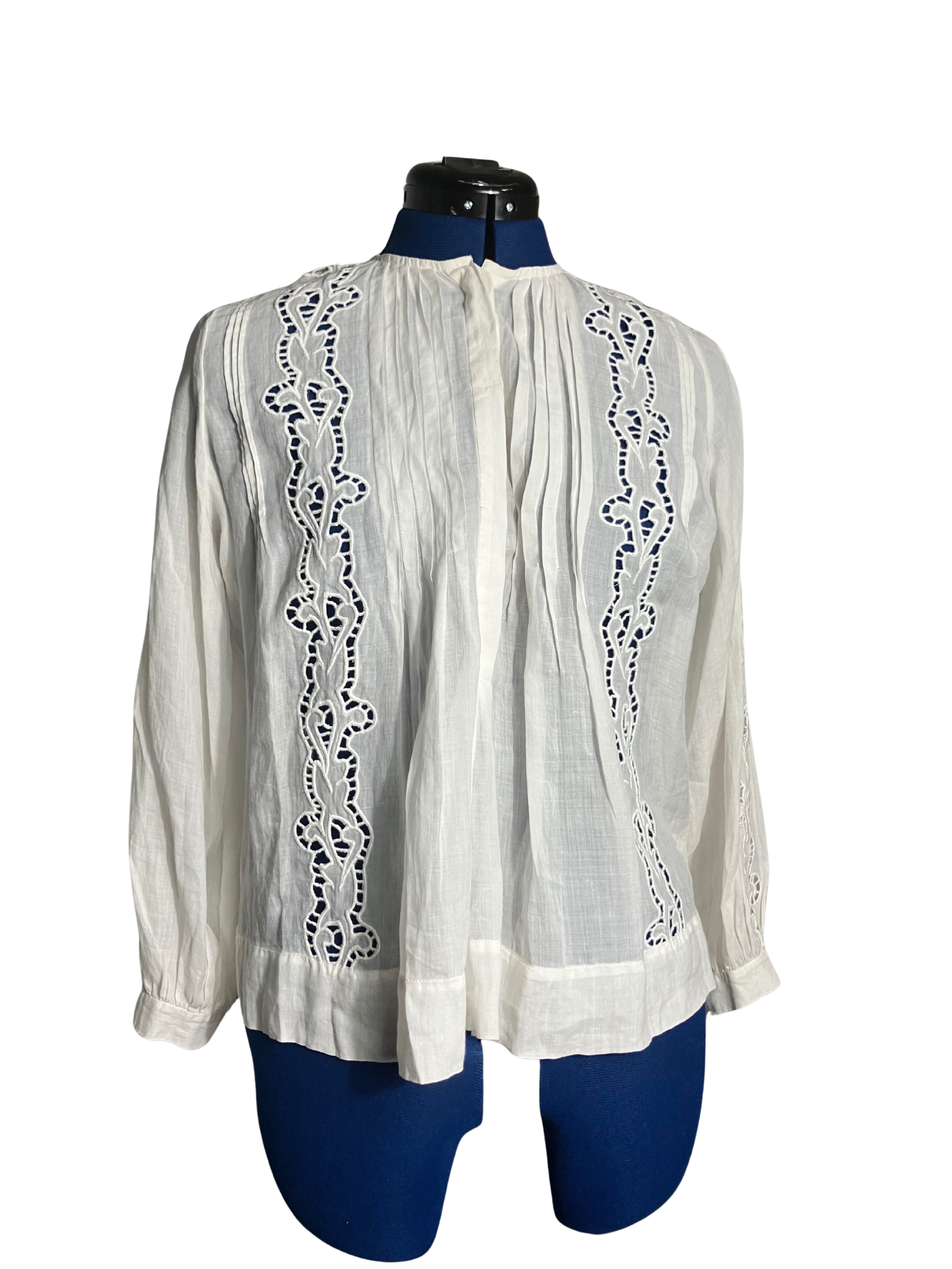 Nili Lotan White Ramie Lace Blouse - Pintuck Detail Size XS