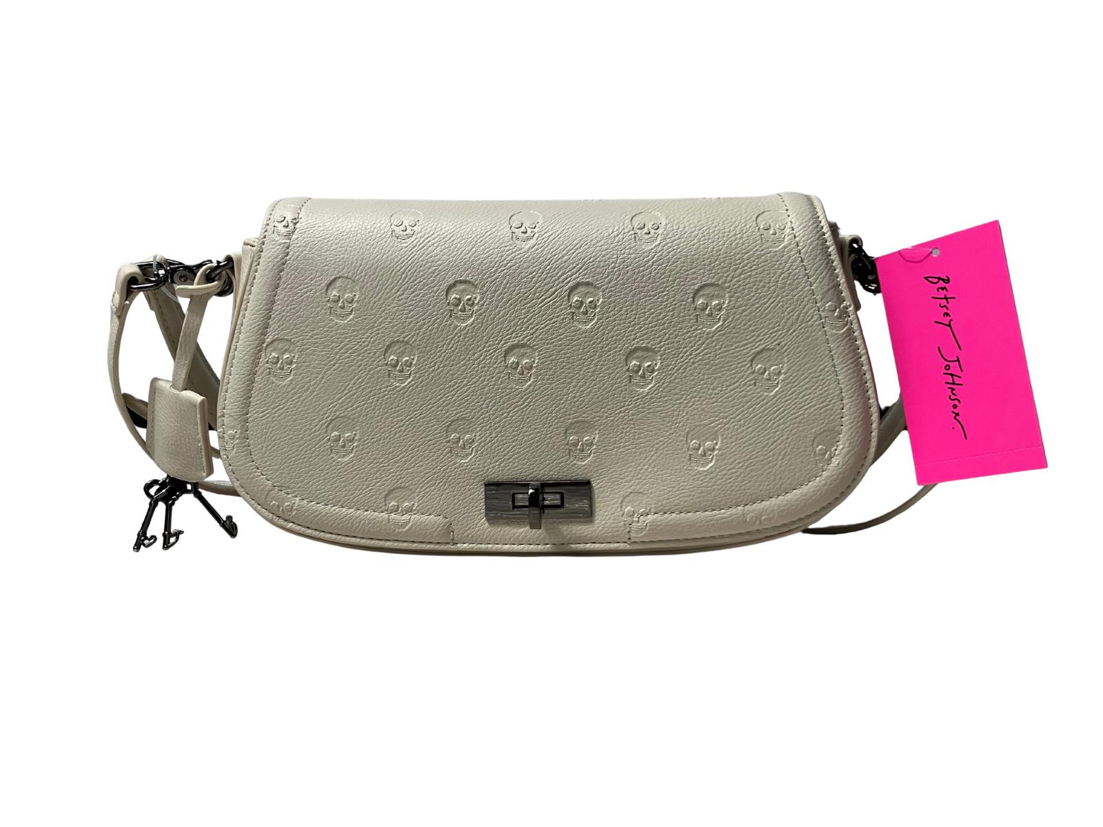 Betsey Johnson Embossed Skull Crossbody Bag - Cream