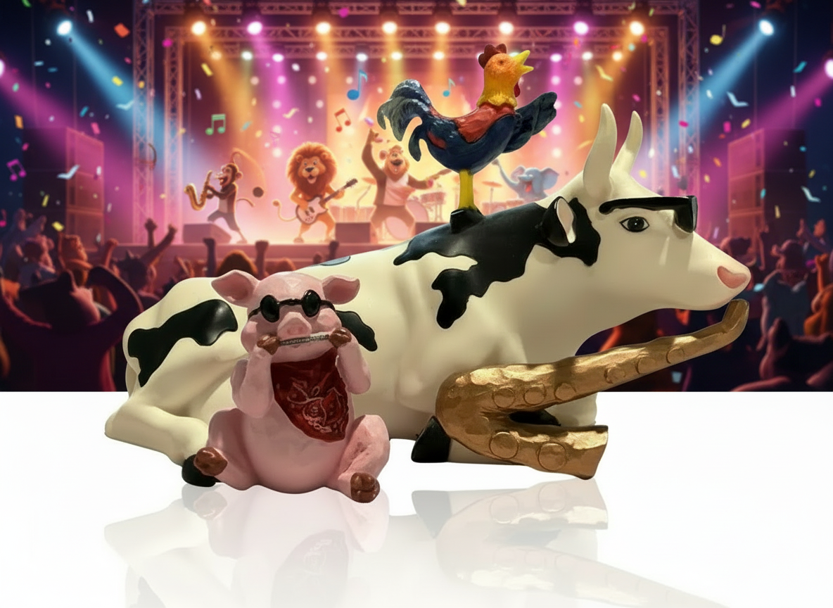 CowParade Mixed Plate Blues #9141 - 2001 Retired Collectible Figurine