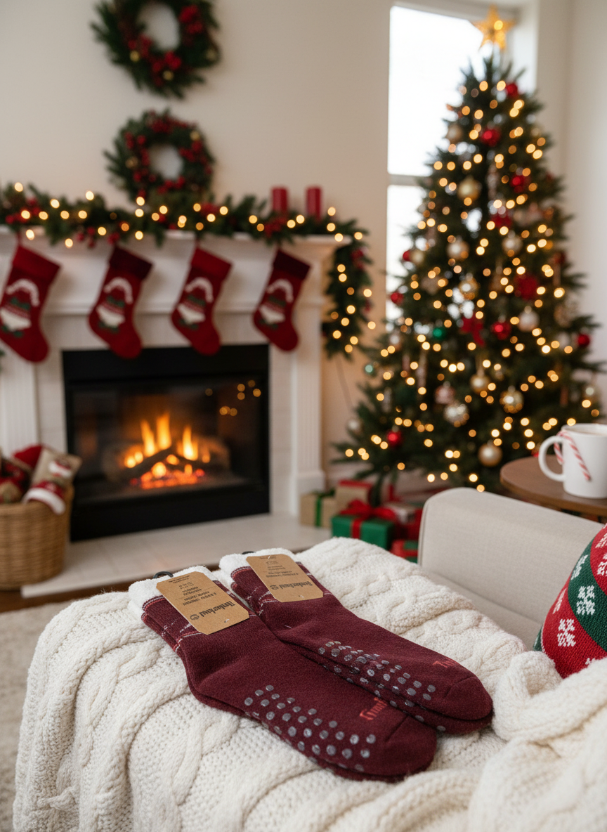 Timberland Women's Cabin Socks 2-Pack – Sherpa Fleece Slipper Socks Burgundy