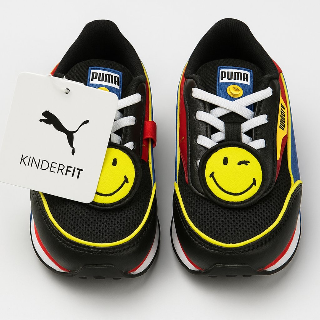 PUMA x Smiley Kids Sneakers Size 5C Multicolor Black Red Blue Yellow