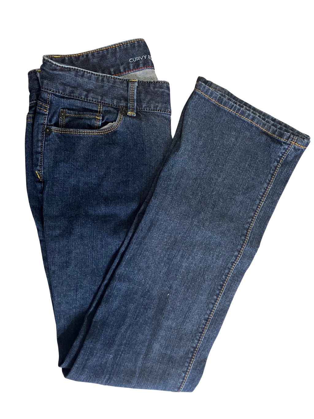 Ann Taylor LOFT Curvy Boot Jeans Size 6P Petite Dark Wash Cotton Stretch