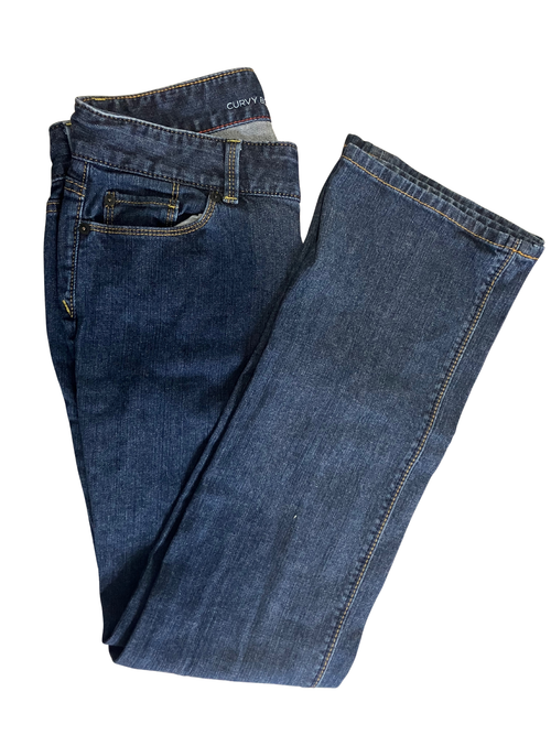 Ann Taylor LOFT Curvy Boot Jeans Size 6P Petite Dark Wash Cotton Stretch