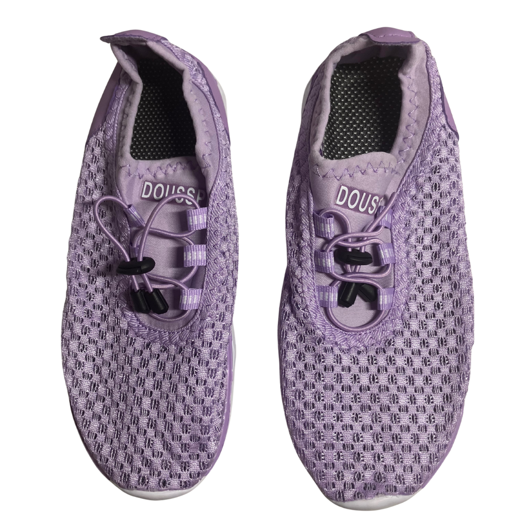 Doussprt Women’s Water Shoes Quick Dry Slip-On Aqua Sneakers Purple Mesh Size 36