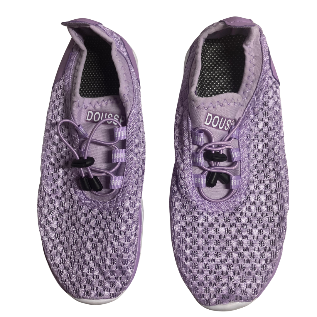 Doussprt Women’s Water Shoes Quick Dry Slip-On Aqua Sneakers Purple Mesh Size 36