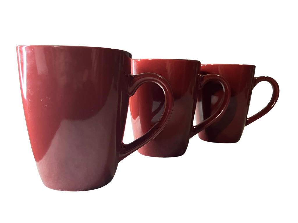 Corelle Hearthstone Red & Black Stoneware Coffee Mugs Set of 3