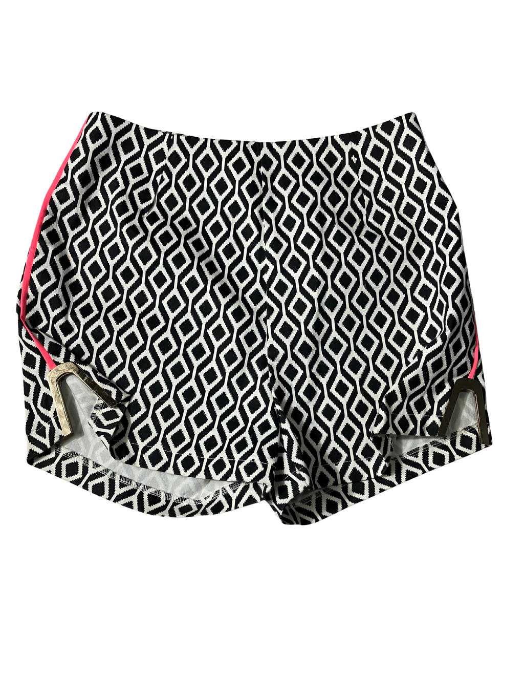 Lulumari Black & White Geometric Print Shorts - Size M Cotton Blend