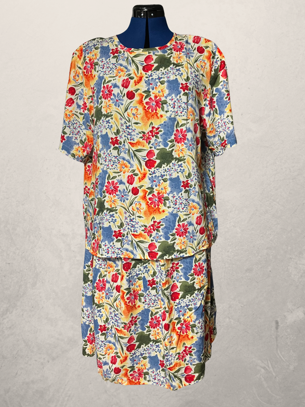 Sag Harbor — Two-Piece Dress Set | Watercolor floral rayon, coordinated silhouette · Sz L
