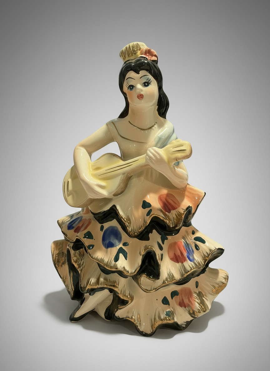 Vintage Japanese Ceramic Flamenco Dancer Figurine - Made in Japan 1950s-60s