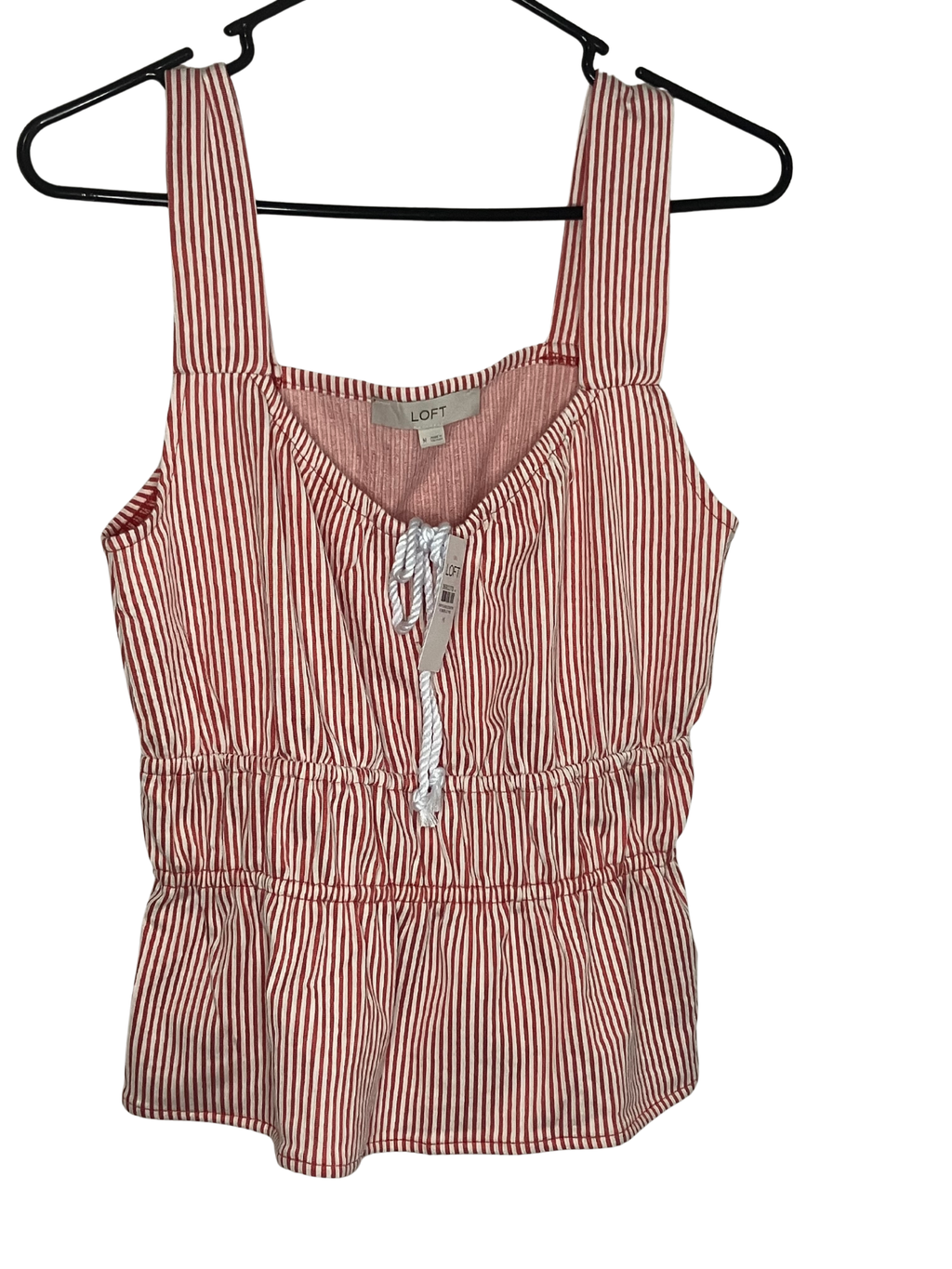 LOFT Red White Striped Sleeveless Top Size M - NWT Nautical Peplum