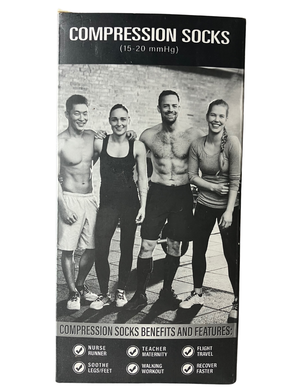 Compression Socks 3-Pack 15-20mmHg – Black Beige White S/M Unisex