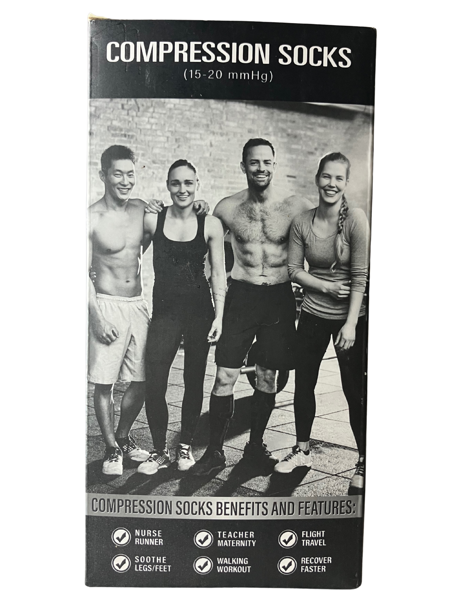 Compression Socks 3-Pack 15-20mmHg – Black Beige White S/M Unisex