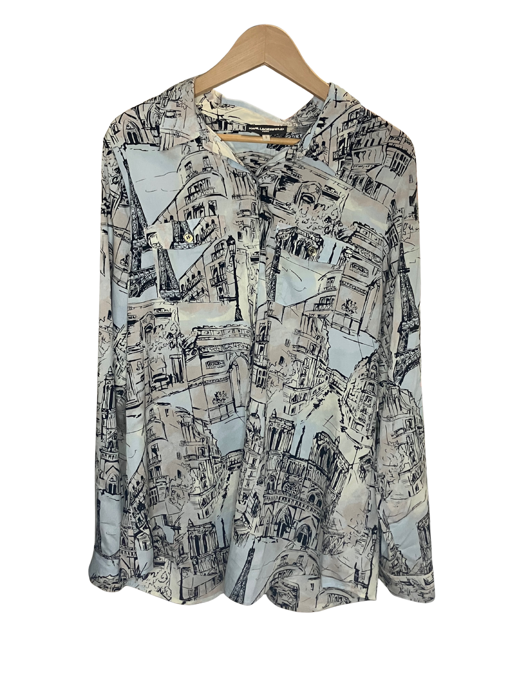 Karl Lagerfeld Paris Parisian Landmarks Print Blouse Size L