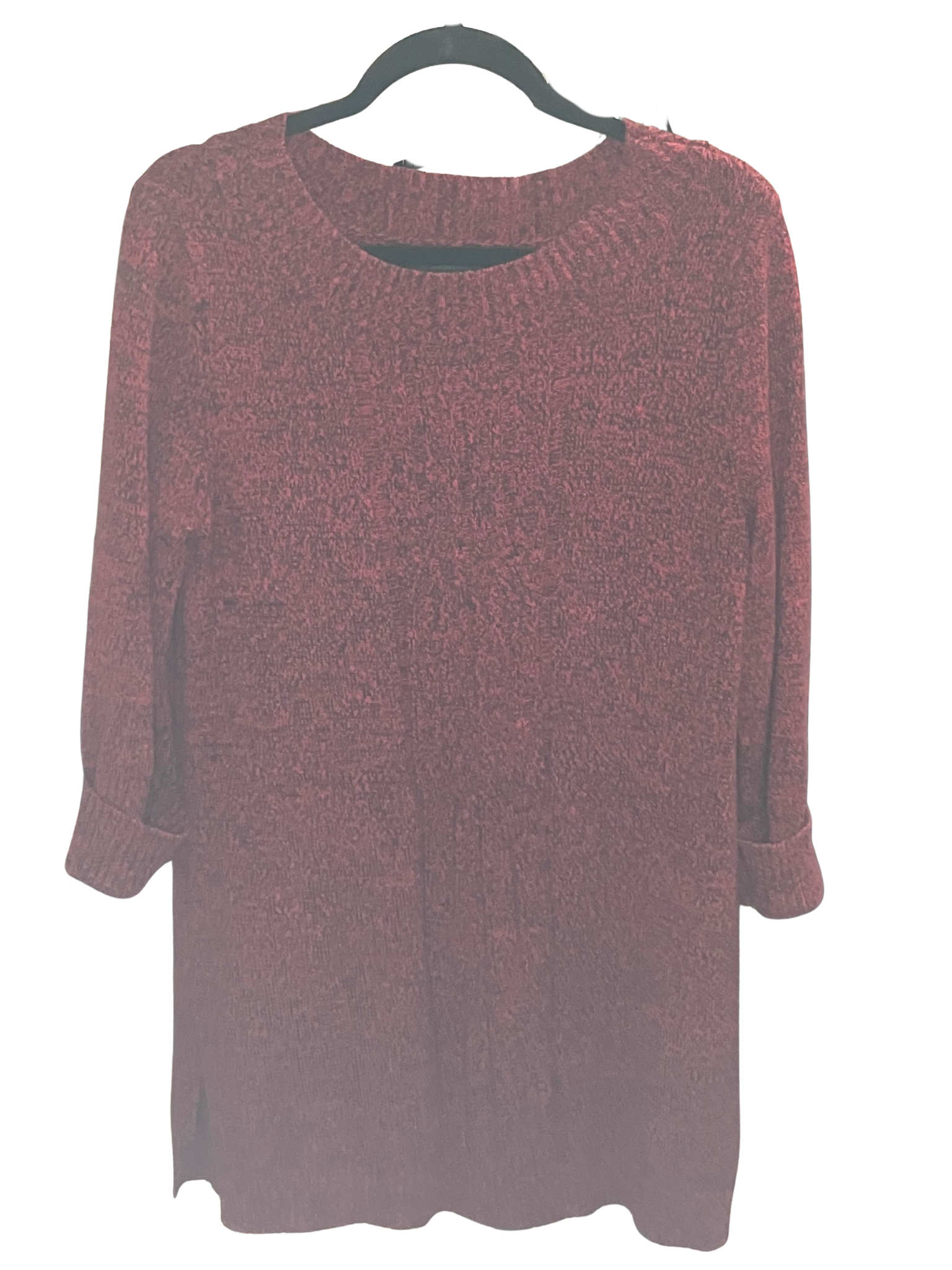 Style & Co Red Black Marled Knit Sweater Tunic Size L Long Sleeve Women