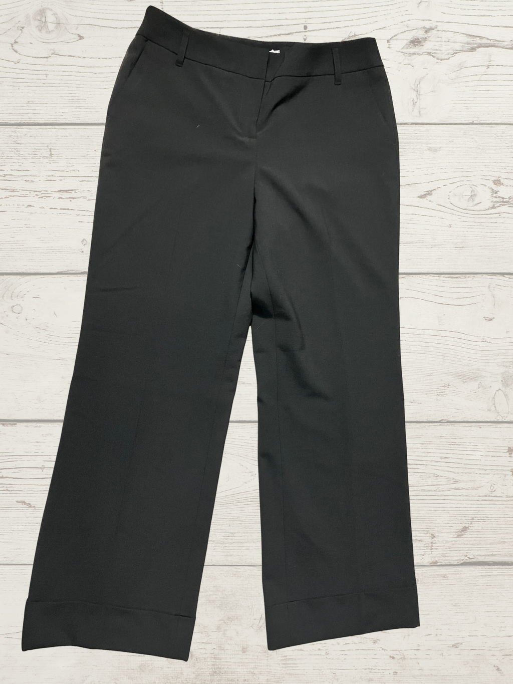 LOFT — Tailored Pants | Deep black wide-leg with cuffed hem · Sz 29