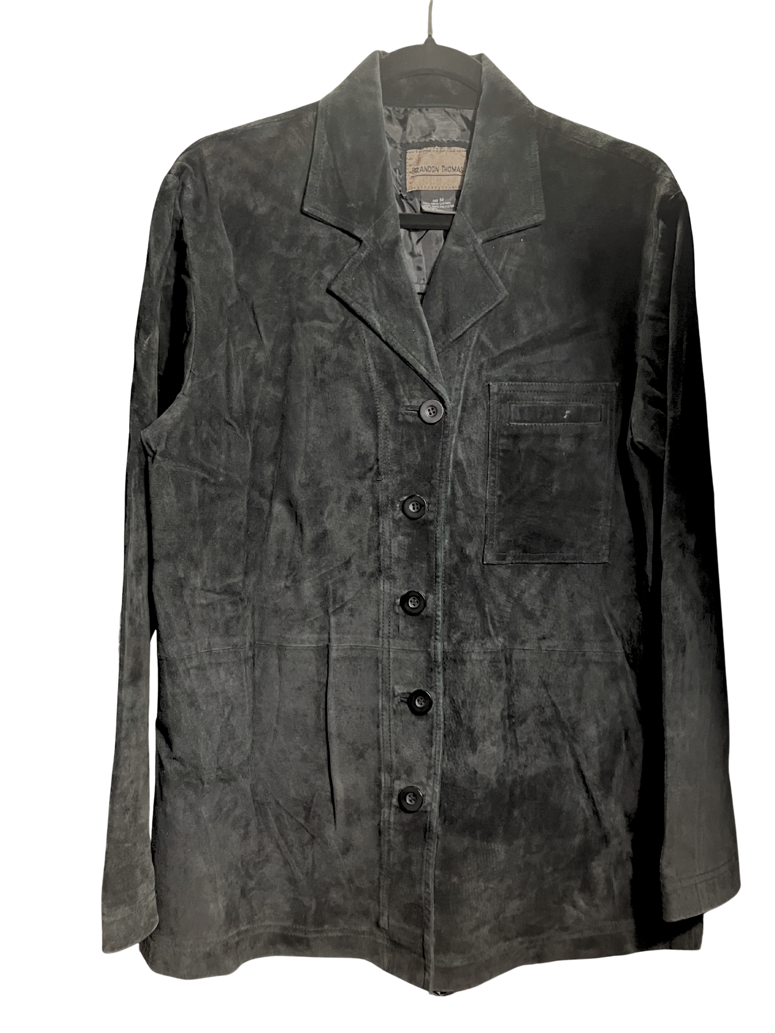 Brandon Thomas Genuine Leather Blazer Black Tailored Fit Size M