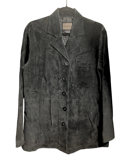 Brandon Thomas Genuine Leather Blazer Black Tailored Fit Size M