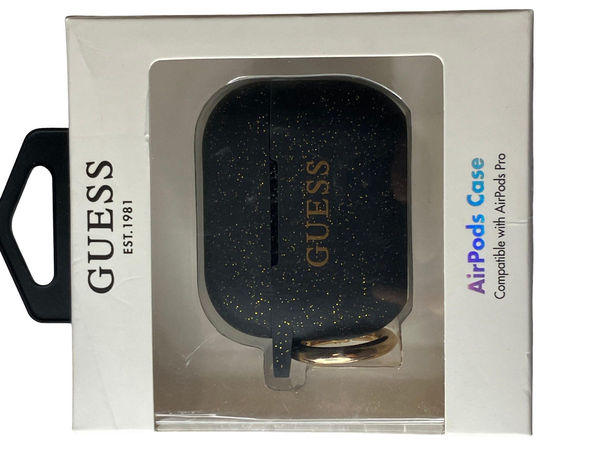 Designer AirPods Pro Case Gold Speckled Black with Metal Ring