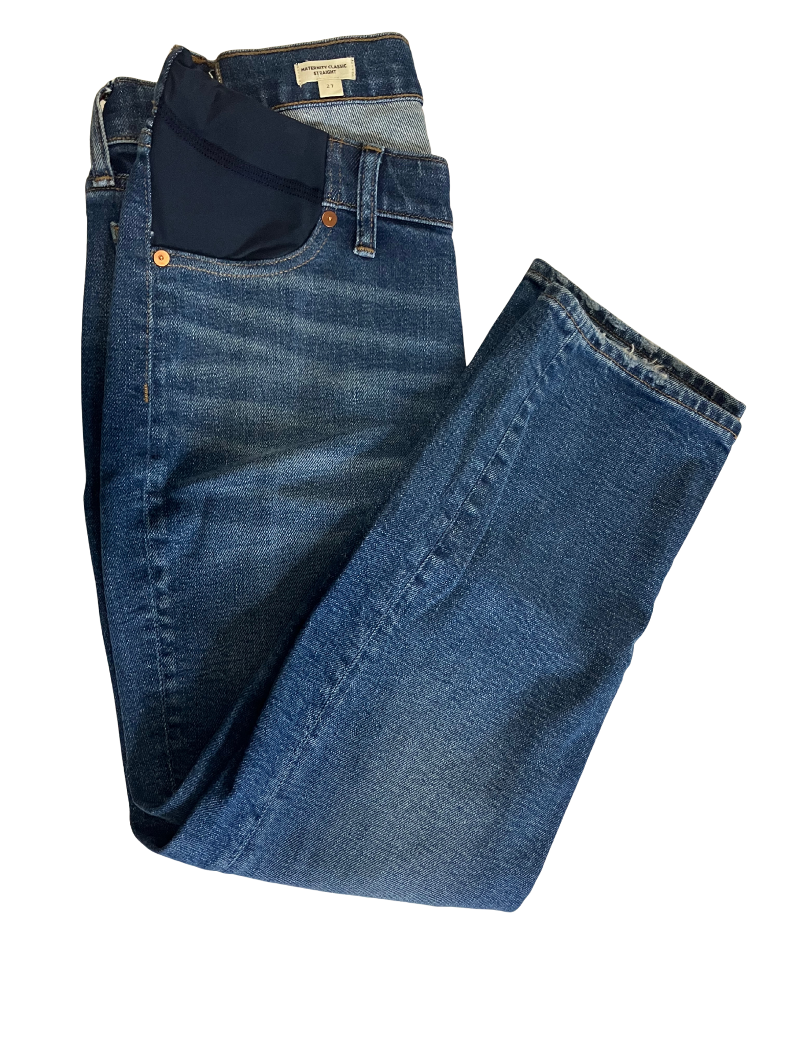 Madewell Maternity Classic Straight Jeans Size 27 Side Panel Stretch Denim