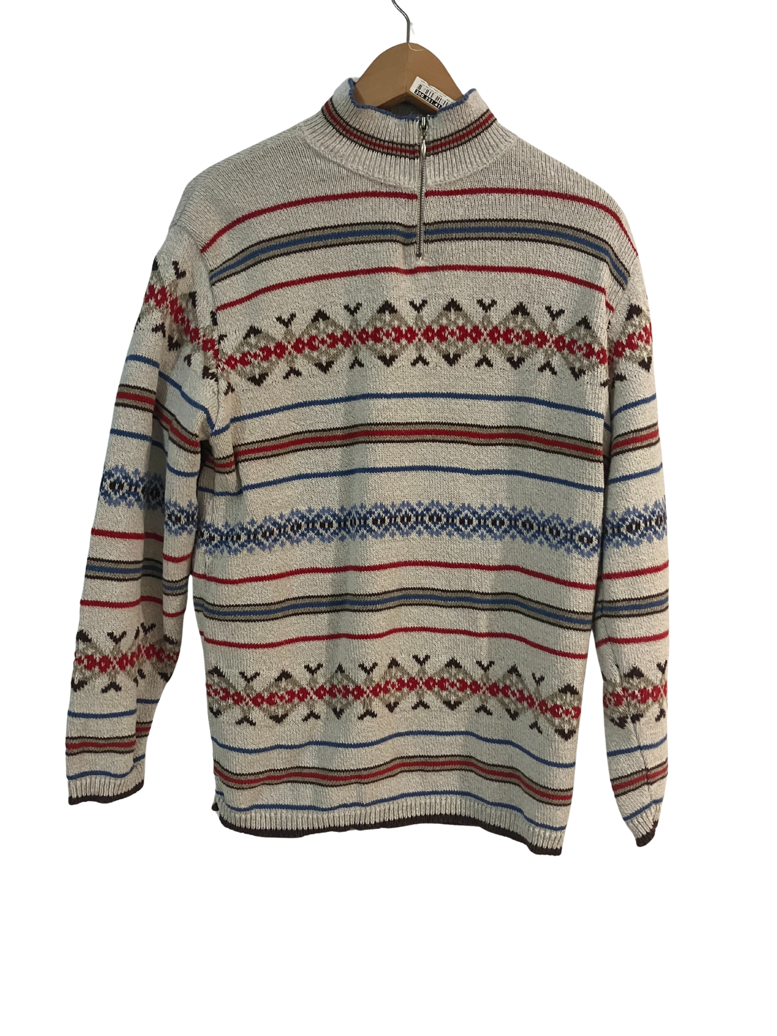 Liz Claiborne Lizwear Women’s Fair Isle Knit Half-Zip Sweater Size S Made in USA