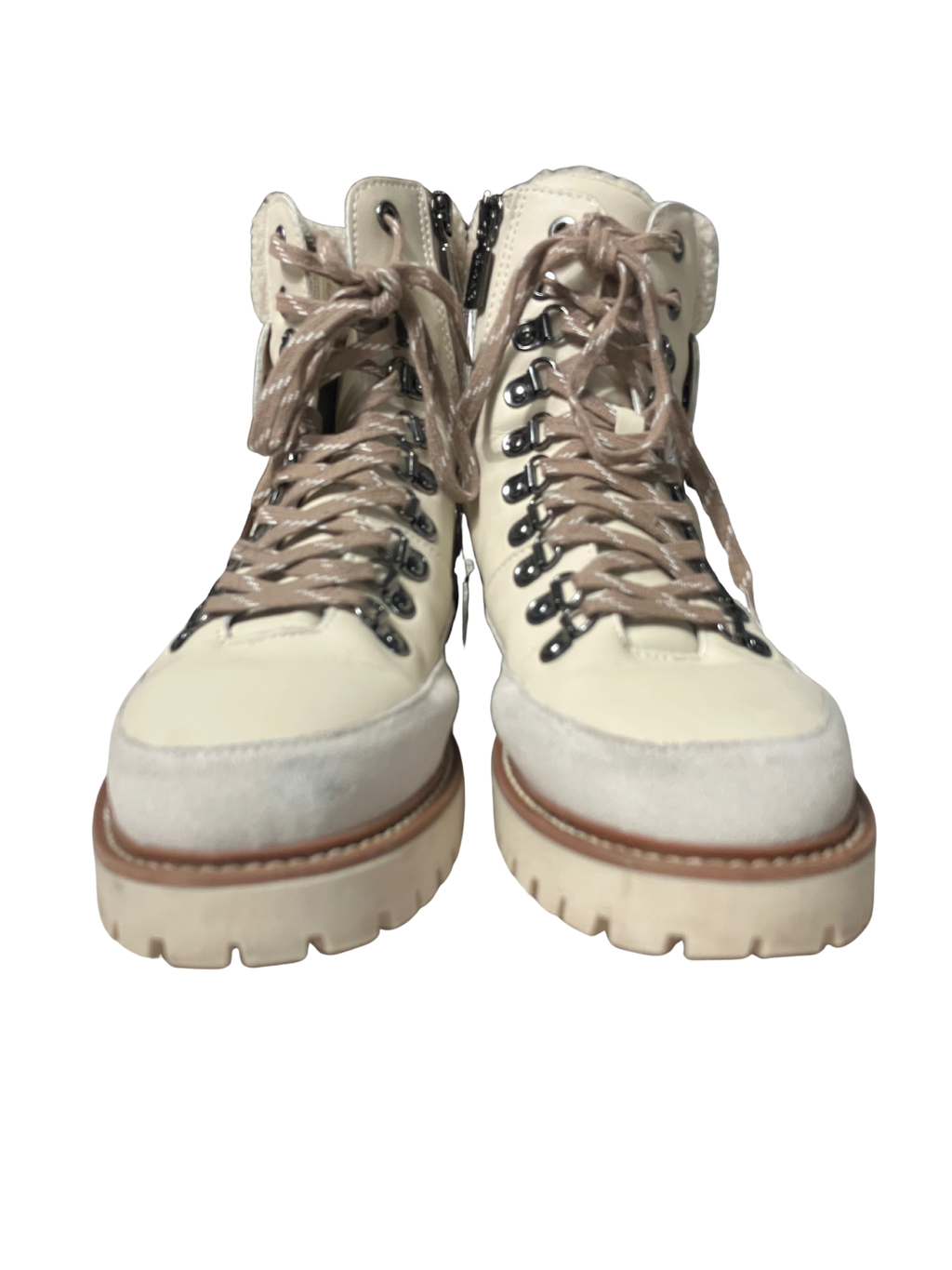 Blondo Natasia Waterproof Ankle Boots Beige Leather Shearling Lined