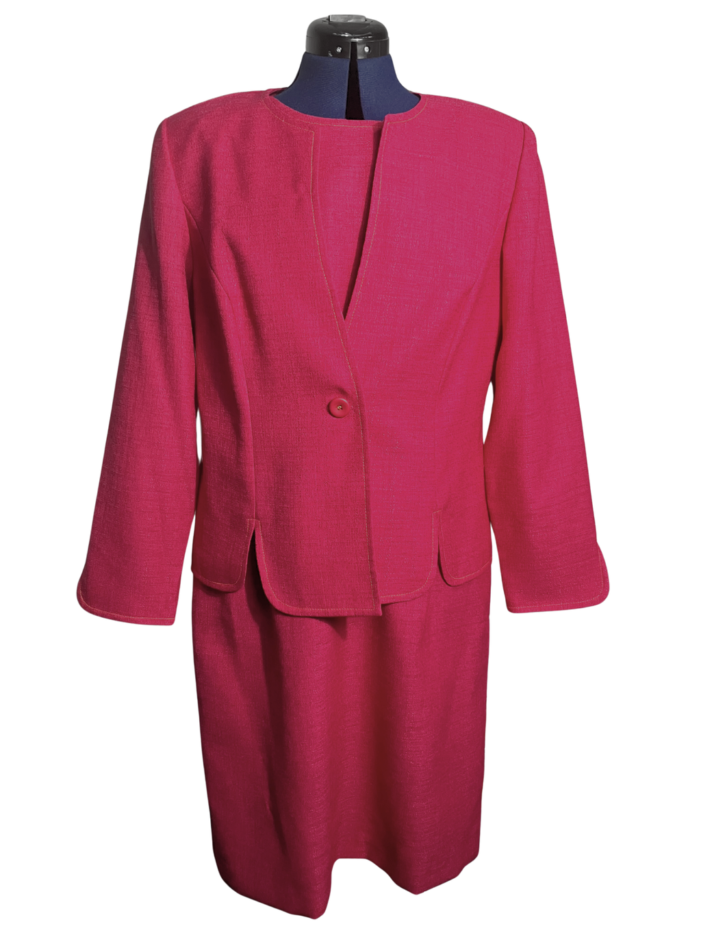 Vintage Leslie Fay Pink Two-Piece Dress Suit - Jacket & Midi Dress Set