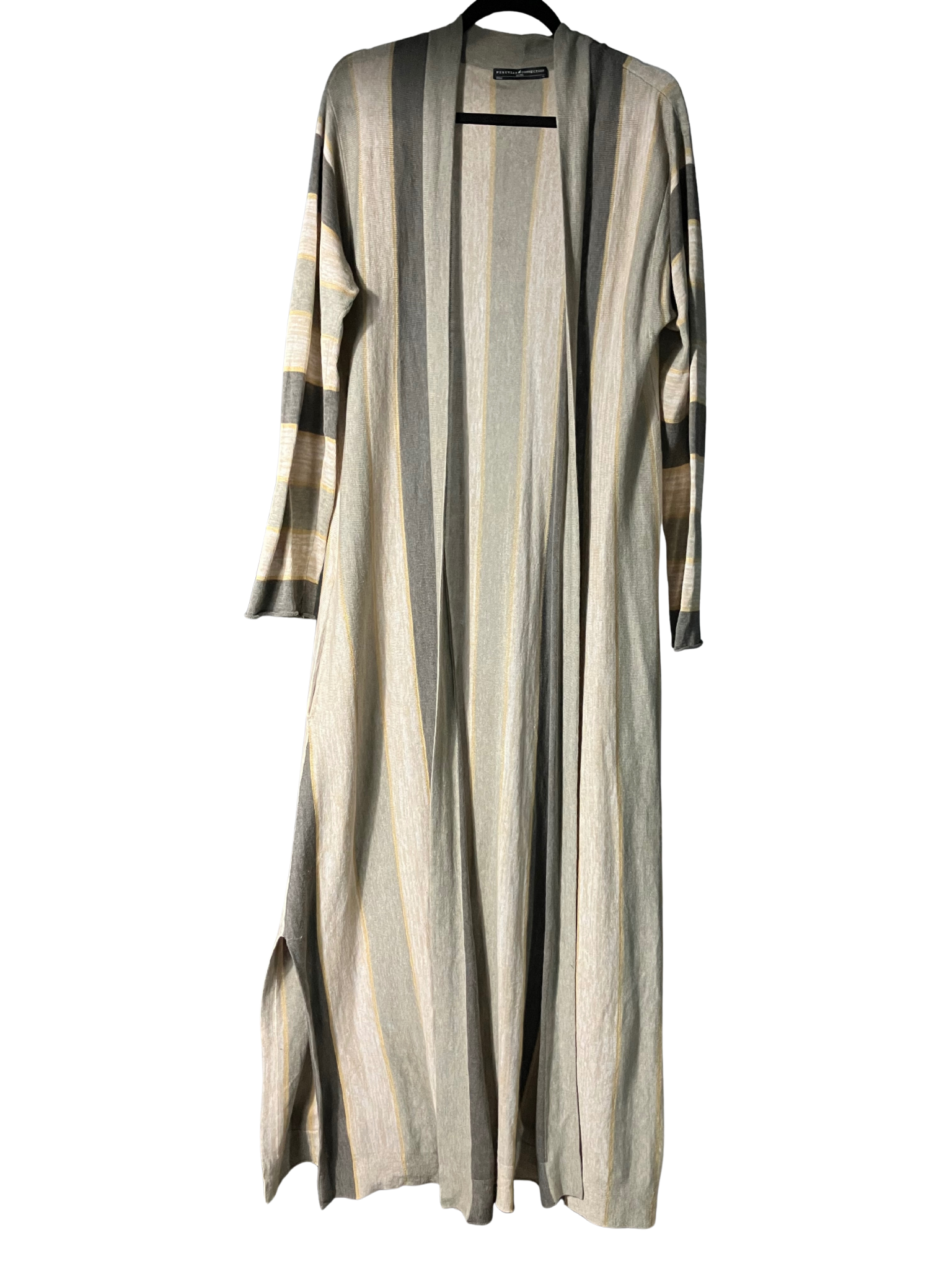 Peruvian Connection Pima Cotton Striped Long Cardigan Duster XL