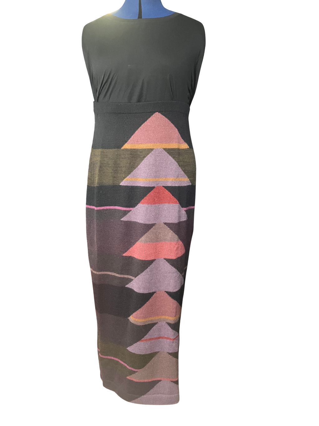 Peruvian Connection — Intarsia Knit Skirt | Baby alpaca & wool, geometric pattern · Sz L