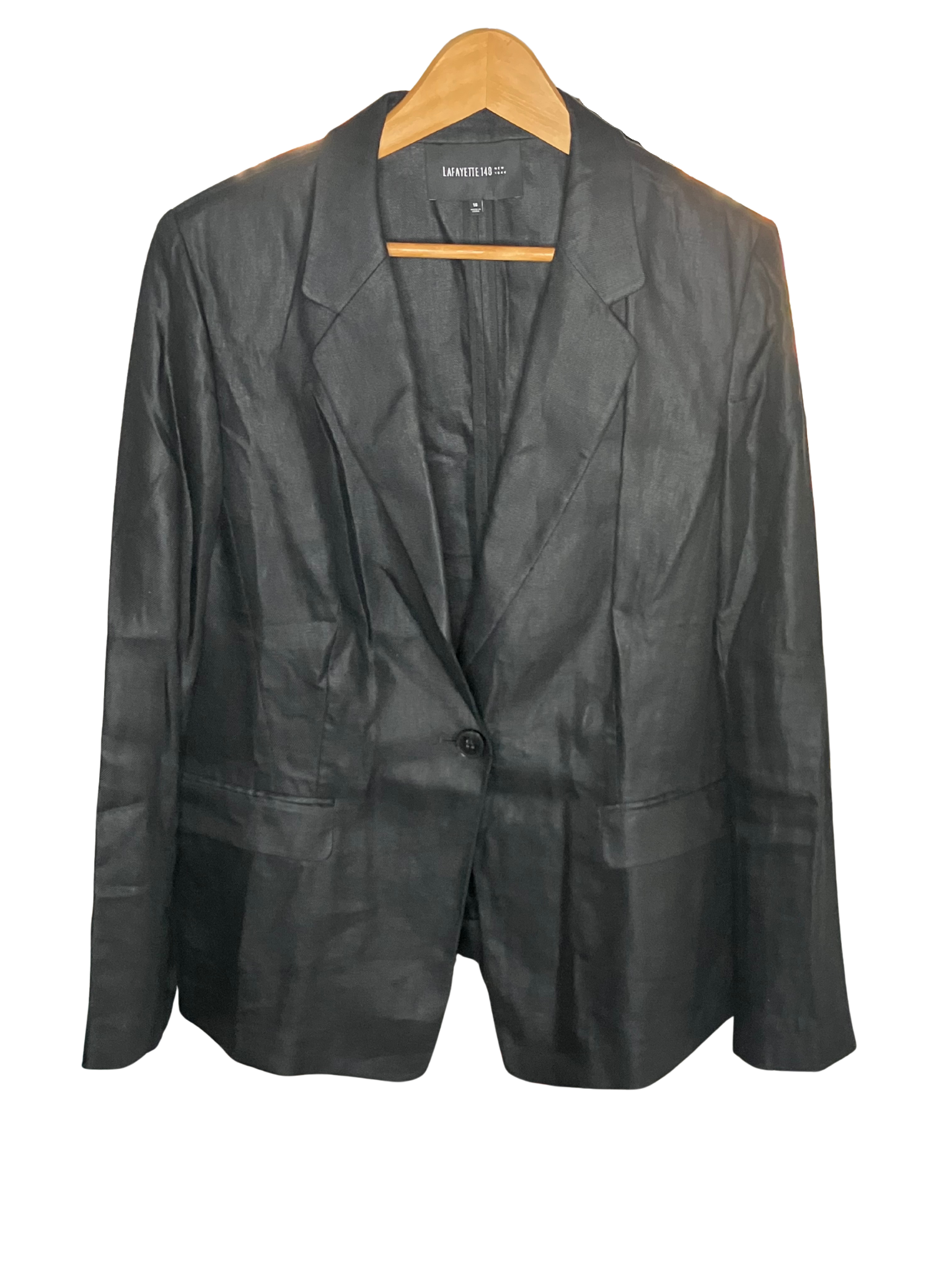 Lafayette 148 New York Black Linen Blazer Size 16 - Premium European Linen