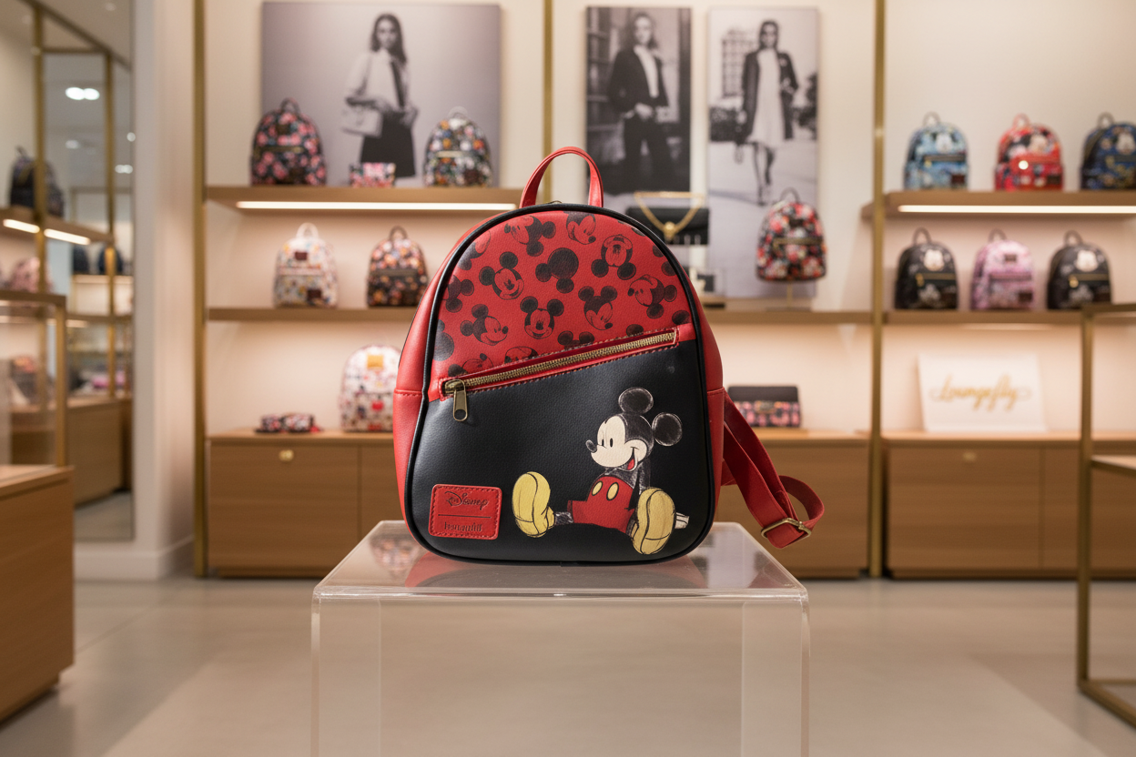 Disney x Loungefly Mickey Mouse Mini Backpack Red Black Vegan Leather Authentic