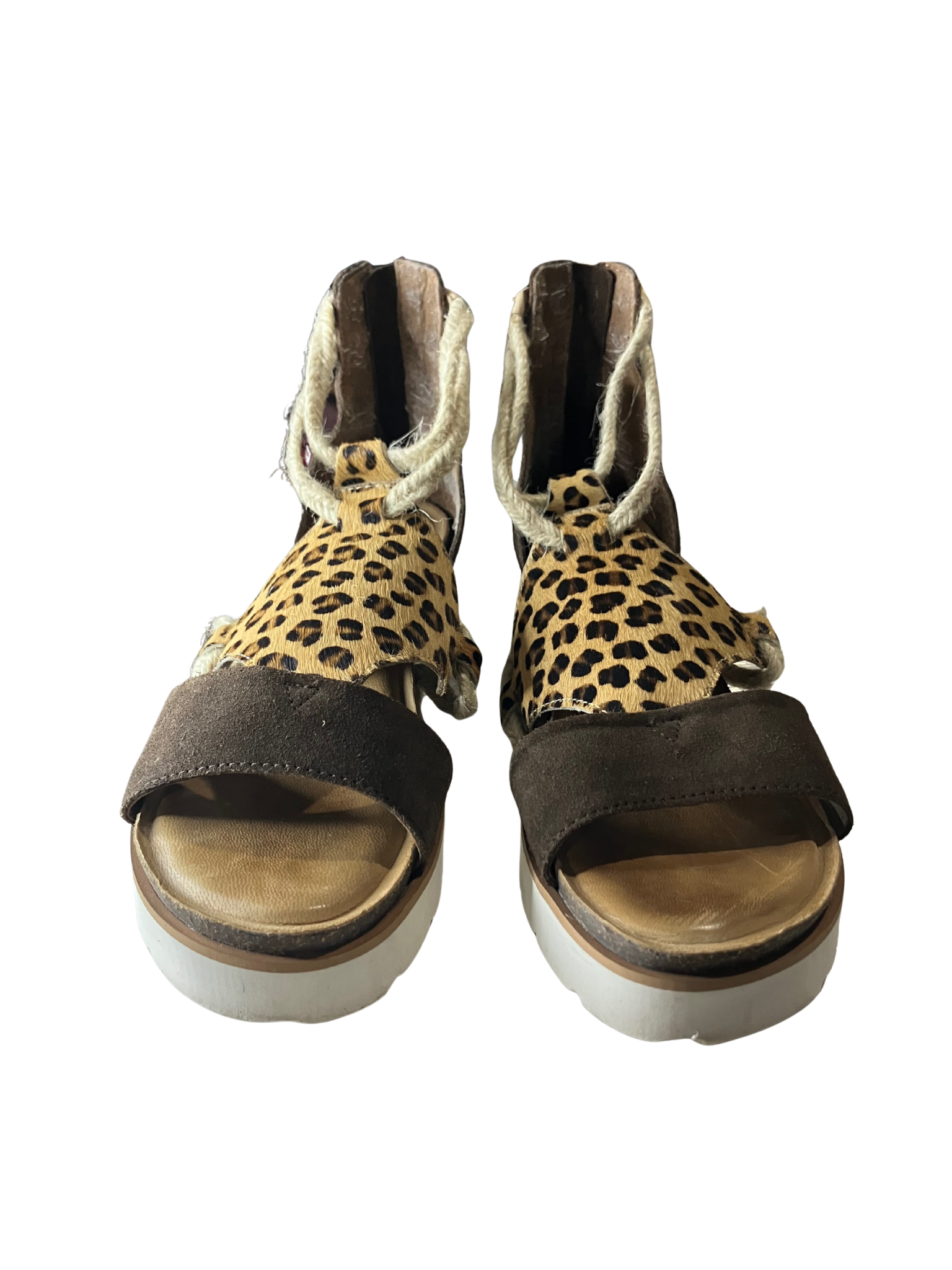 Diba True Leopard Print Platform Sandals Size 9.5 – Ankle Wrap Espadrille